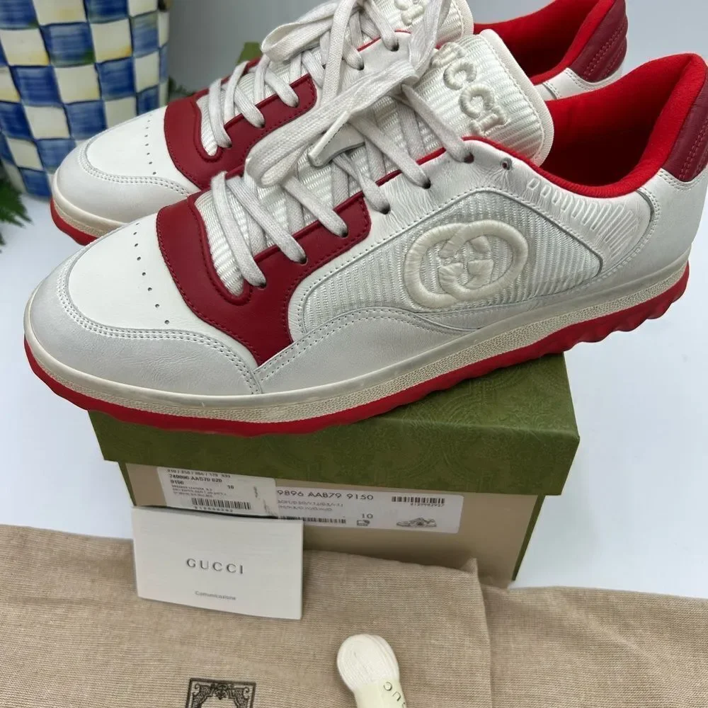 Men’s Gucci Mac 80 low top leather sneakers size 10 made in Italy - Picture 2 of 11